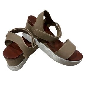 MIA Tan and White Comfort Sandals